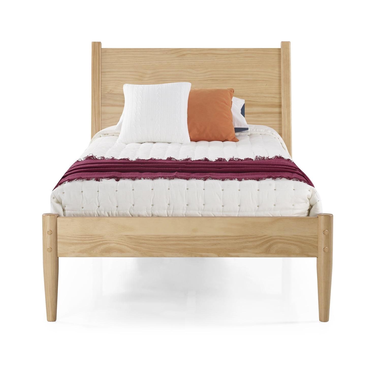 Camaflexi Mid-Century Solid Wood Full Panel Bed in Scandinavian Oak 100% Solid Wood