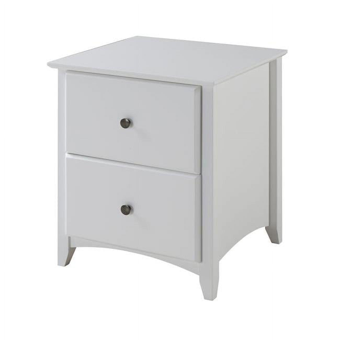 Shaker Style White Pine 2-Drawer Nightstand with Antique Knobs