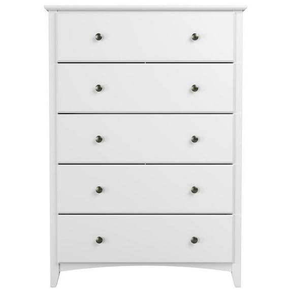Camaflexi Shaker Style Solid Wood 5-Drawer Bedroom Chest in White