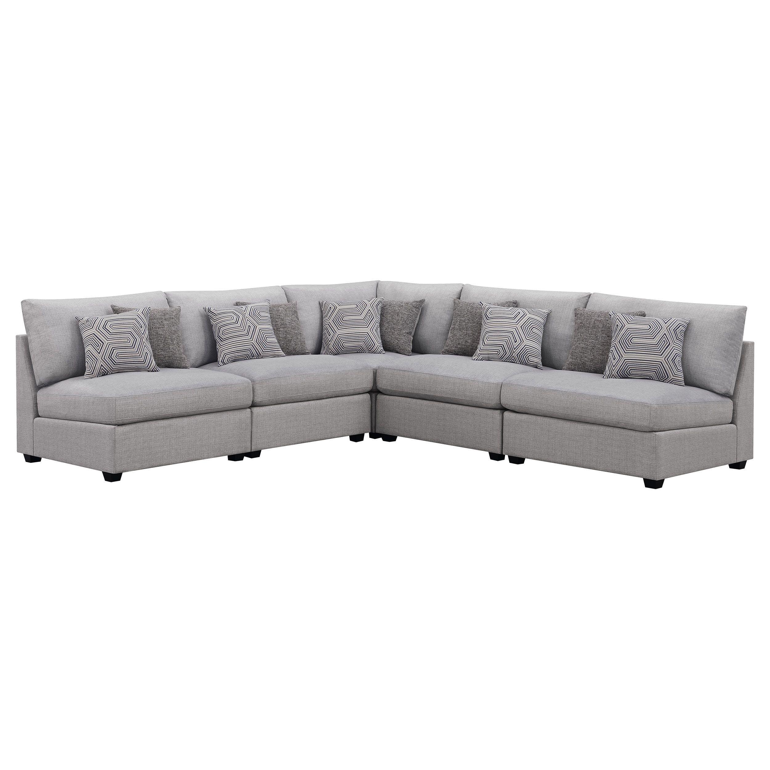 Gray Five-Piece Modular Sectional Sofa with Ottoman