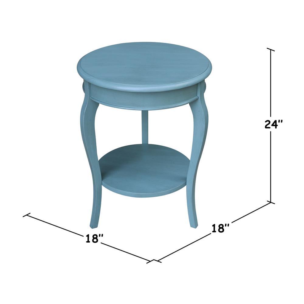 International Concepts Cambria Solid Wood Round End Table in Ocean Blue