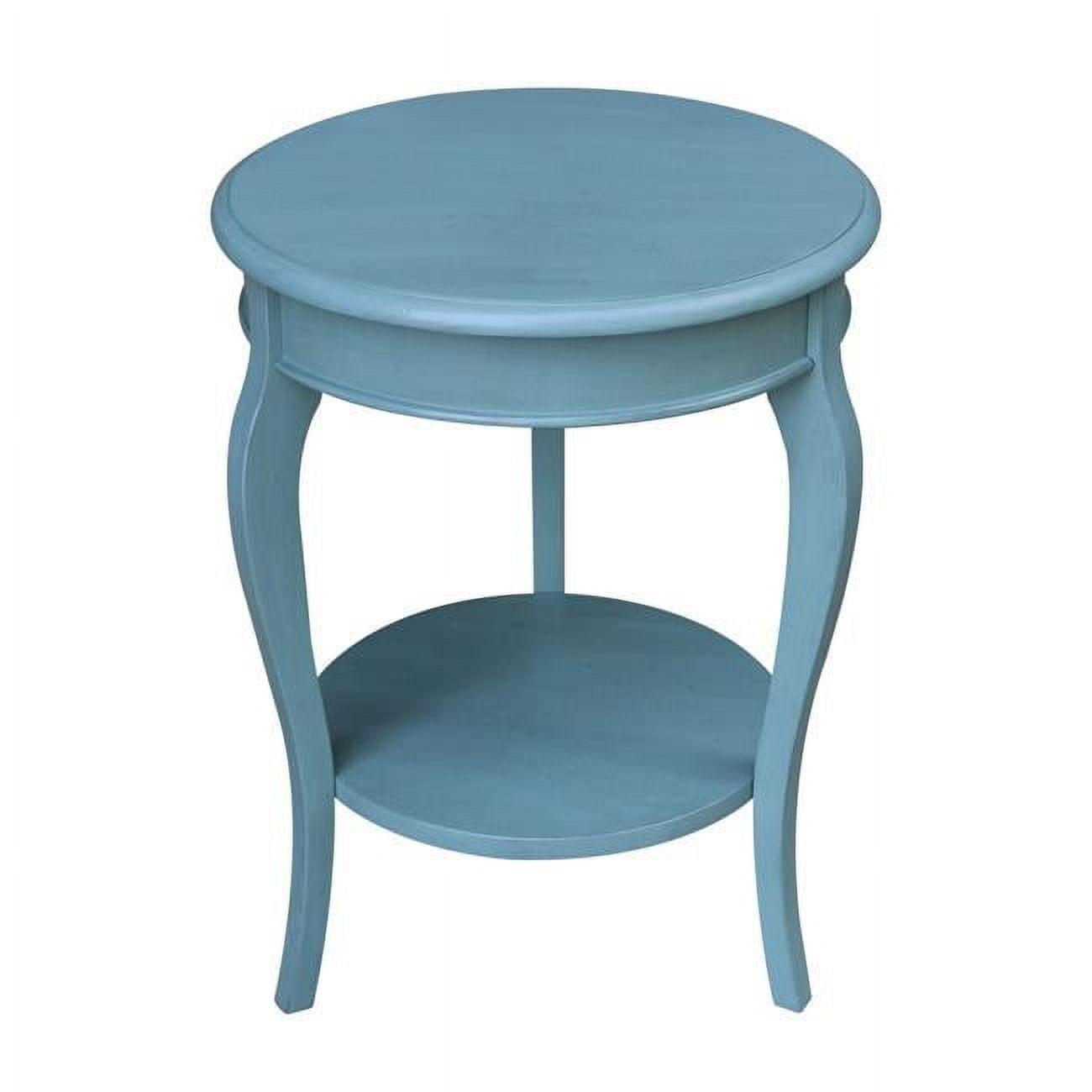 International Concepts Cambria Solid Wood Round End Table in Ocean Blue