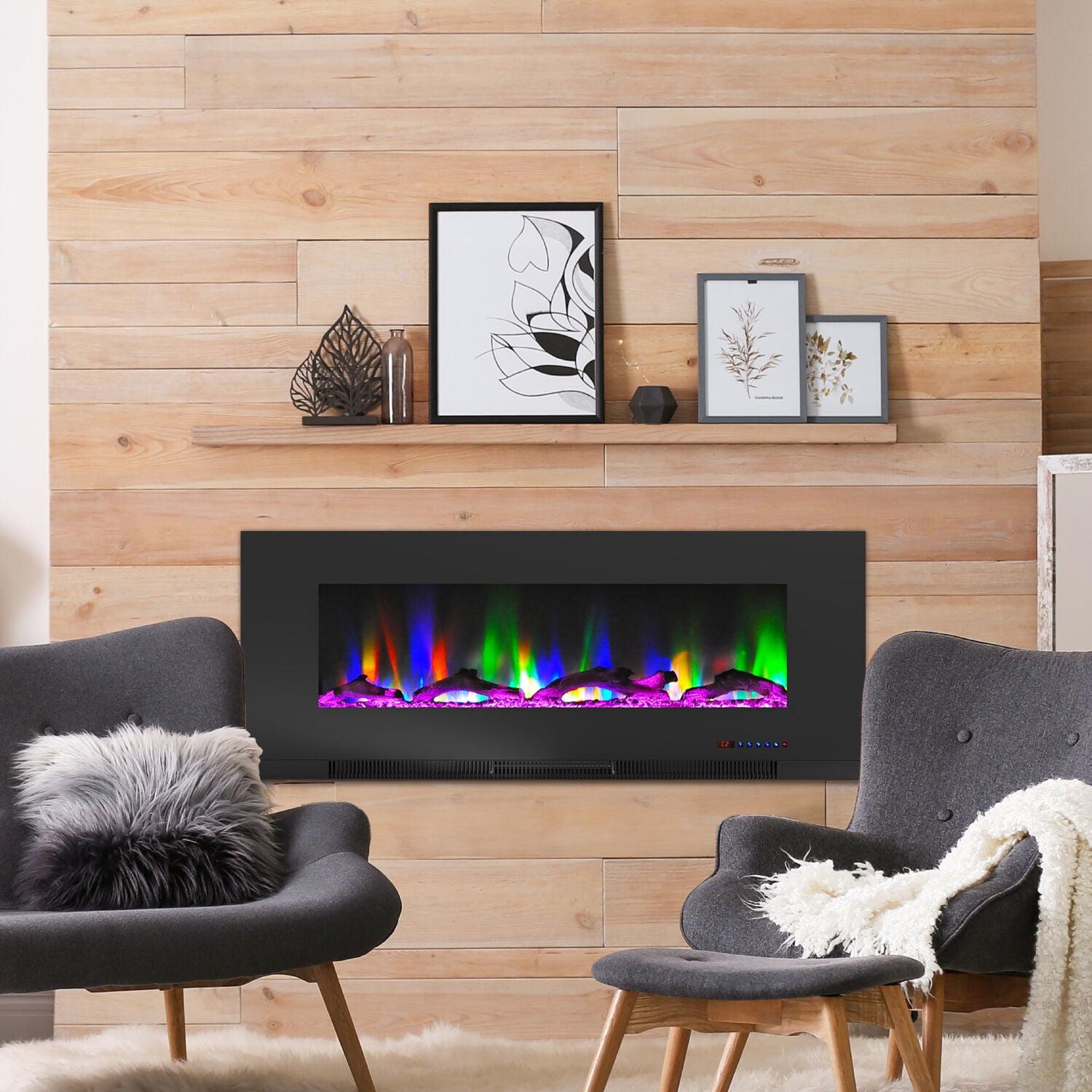 Cambridge Cambridge Wall Mount Electric Fireplace Heater with Remote Control for Indoor Use in Living Room, Bedroom, Home Office