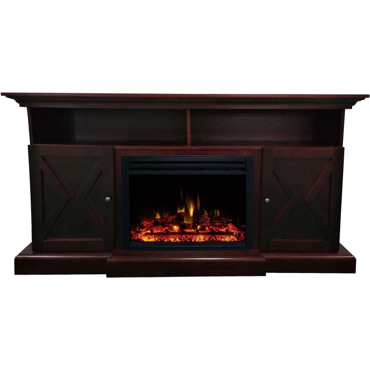 Cambridge Cambridge Summit 62-In. Farmhouse Fireplace TV Stand with Crystal Rocks Display