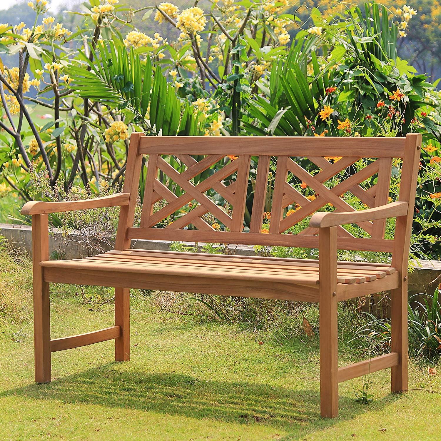 Cambridge Casual Superior Indonesian Teak Rocca Garden Bench, 4-Foot, Natural Unfinished