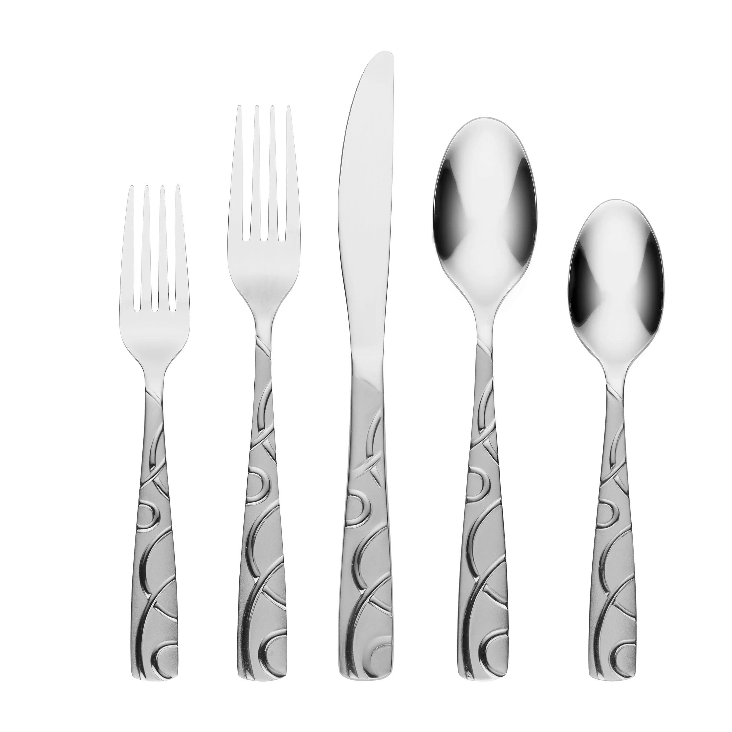 Cambridge Conquest Sand 45-Piece Stainless Steel Flatware Set with Caddy