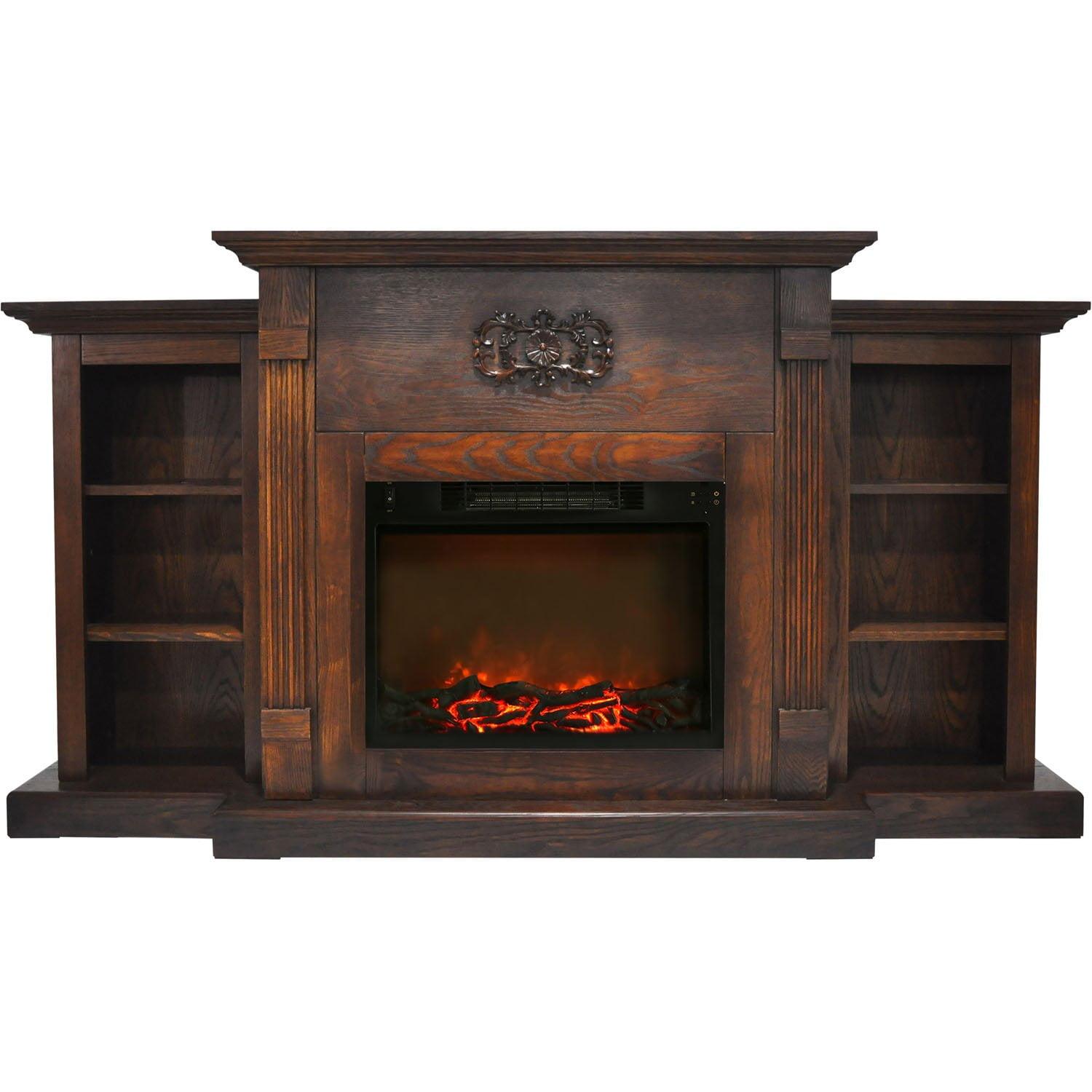 Sanoma 72'' Walnut Mantel Electric Fireplace with Charred Log Display