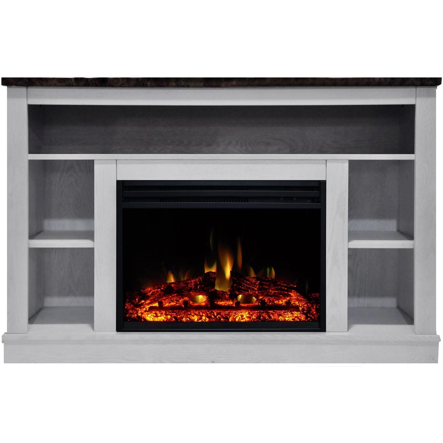 Seville 47'' White MDF Electric Fireplace with Enhanced Log Display