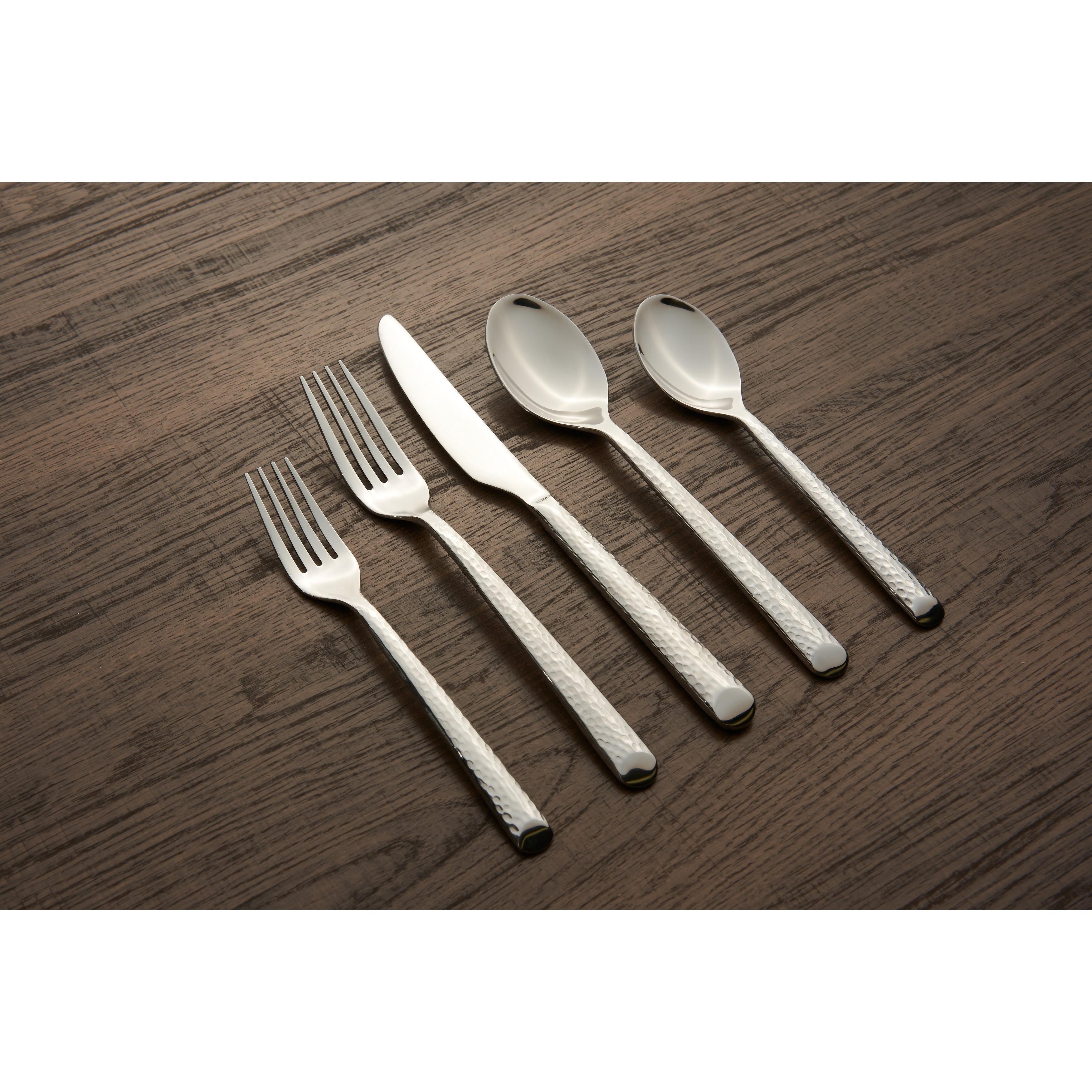 Elsa Hammered Stainless Steel 20-Piece Flatware Set