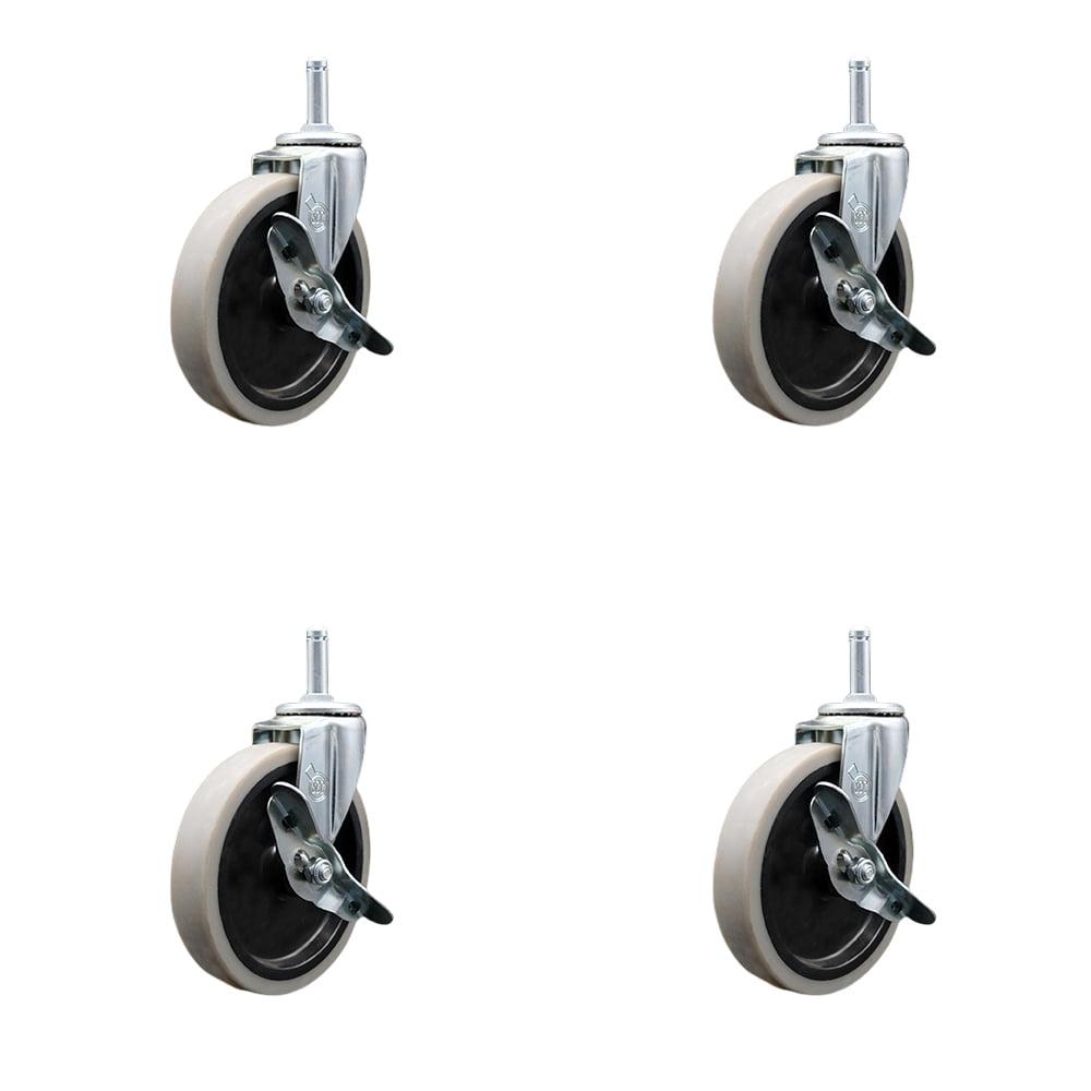 5" Zinc-Plated Swivel Casters with Brakes - Set of 4