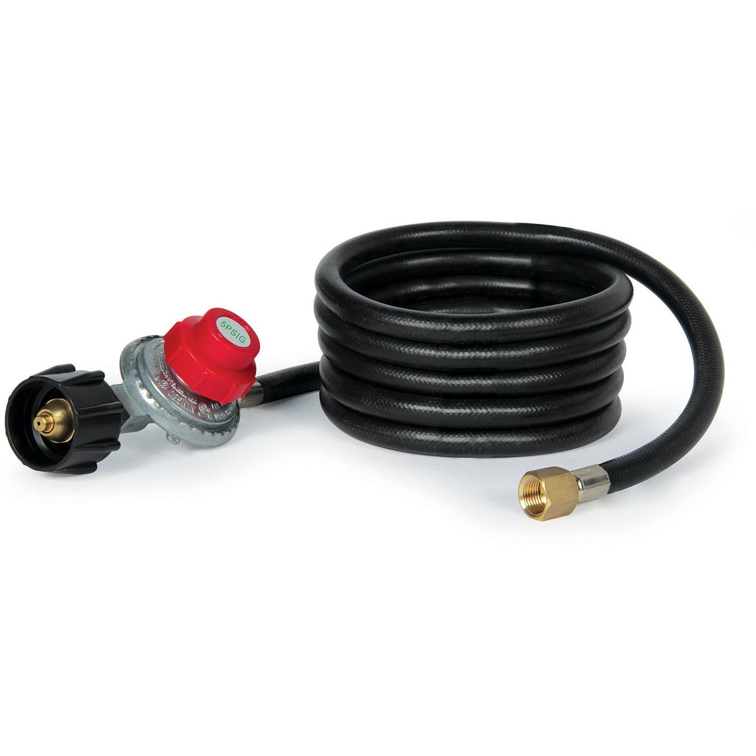 8' Black Propane Hose with Regulator for Campfire