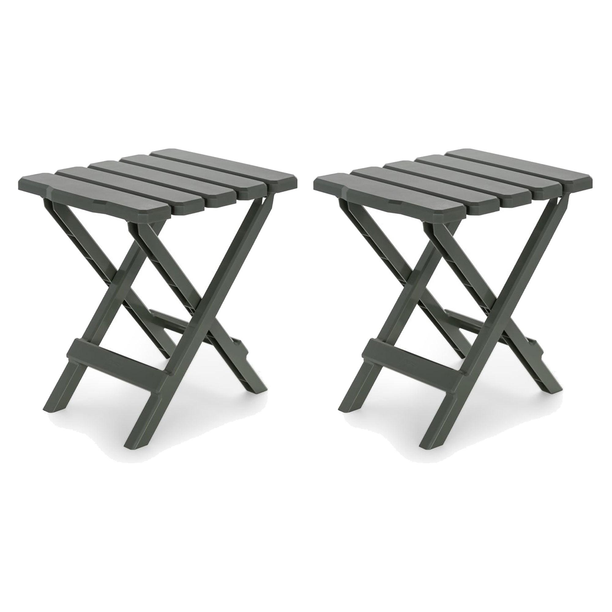 Camco Camco Adirondack Outdoor Camping Small Plastic Folding Side Table, Sage (2 Pack) (Set of 2)