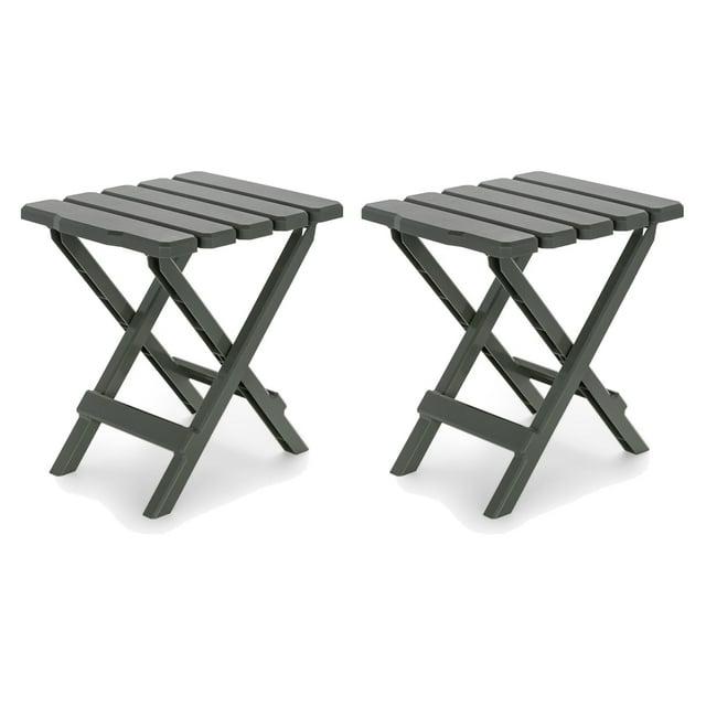 Camco Camco Adirondack Outdoor Camping Small Plastic Folding Side Table, Sage (2 Pack) (Set of 2)