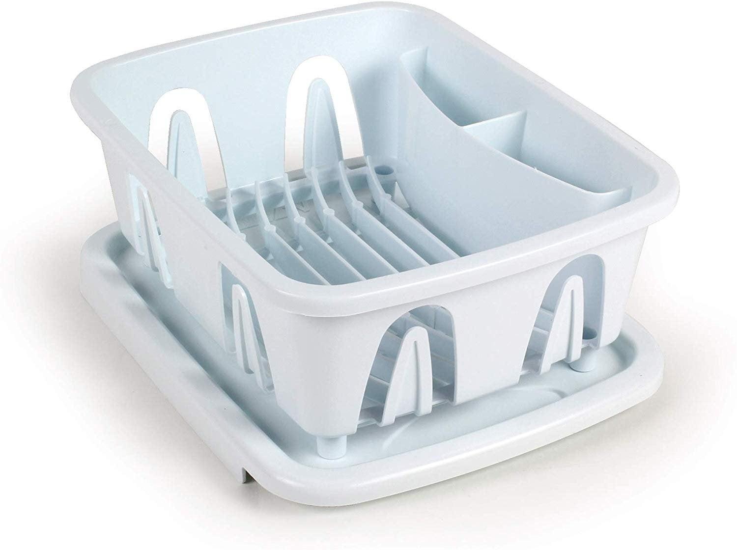 Camco Durable Mini Dish Drainer Rack and Tray Perfect for RV Sinks, Marine Sinks, and Compact Kitchen Sinks- White 43511