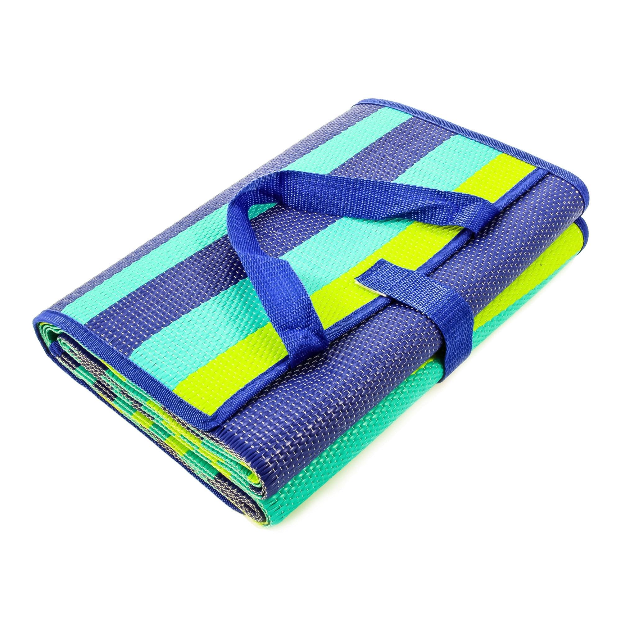 Camco 42806 Handy Mat 60" X 78" Outdoor Mat With Strap (Green/Turquoise)