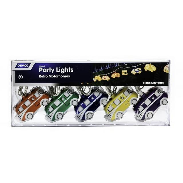 Camco Retro Class A RV Party Lights | 8-Foot Strand | Indoor or Outdoor Use | Multicolor (42654)