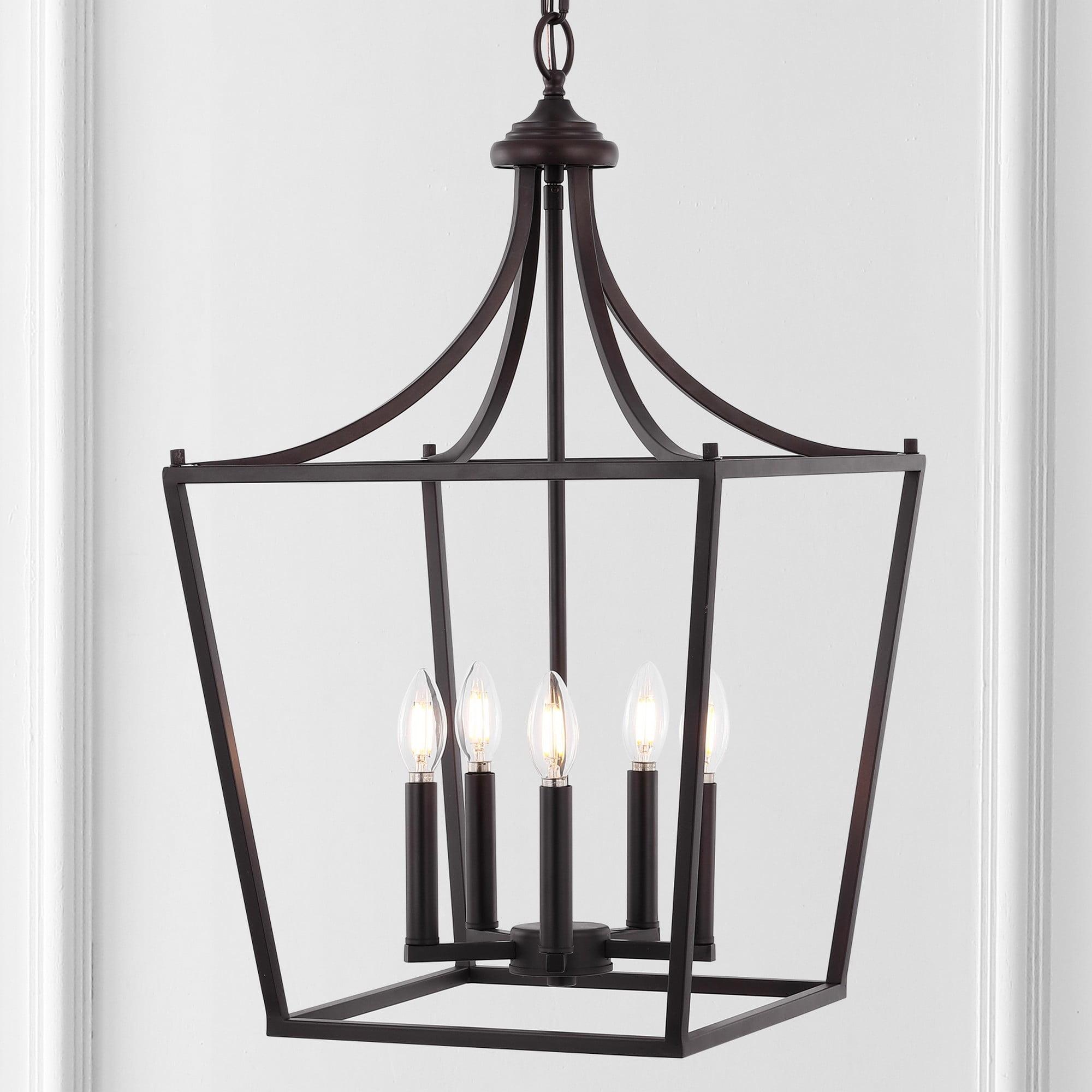 Camden 16" 5-Light Iron Classic Midcentury Pendant Lantern, Oil Rubbed Bronze