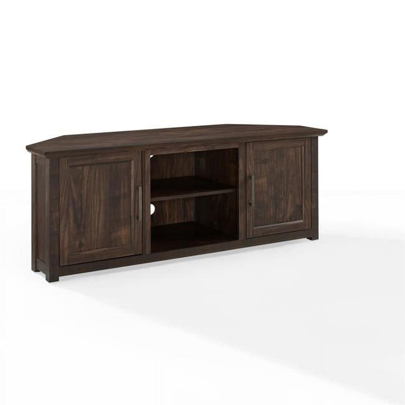 Dark Walnut 58'' Corner TV Stand with Cabinets