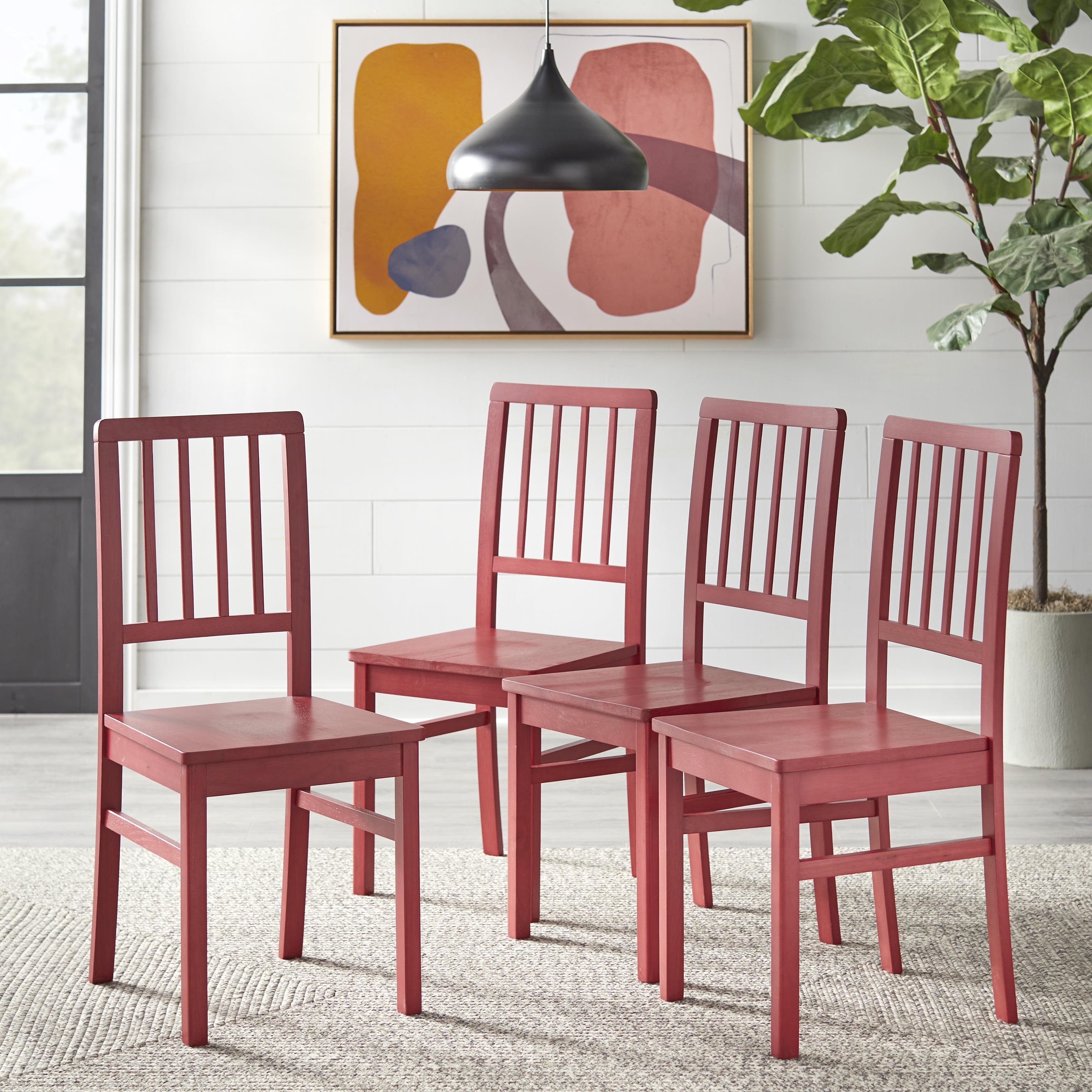 Buylateral Set of 4 Camden Wood Slat Back Dining Chairs Red - Buylateral: Rubberwood Frame, Spot Clean, No Assembly Required