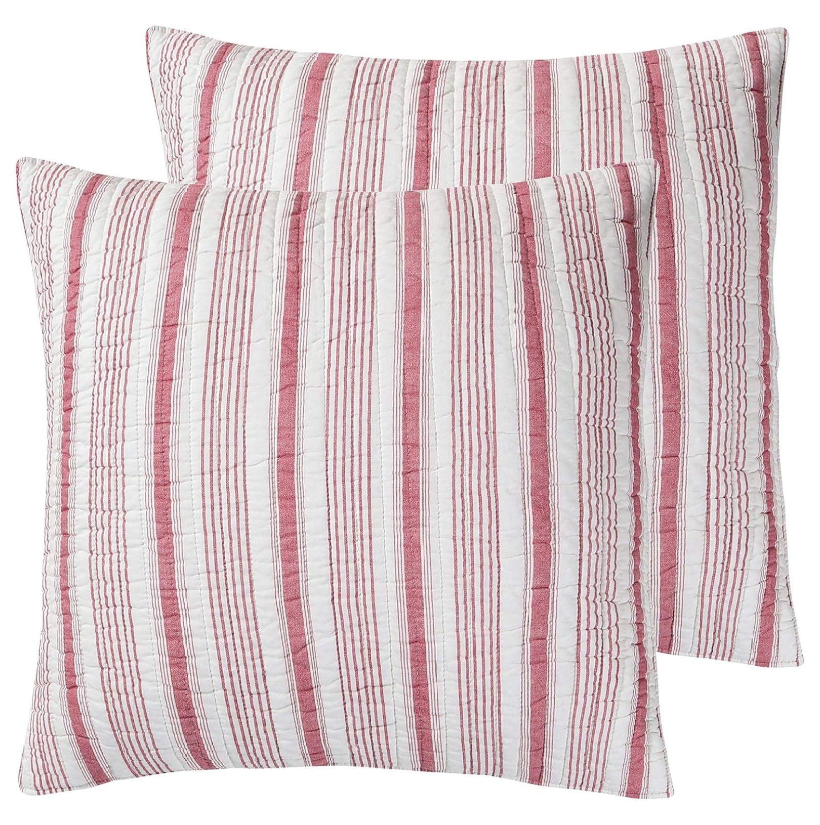 Camden Red and Cream Cotton Euro Sham Set