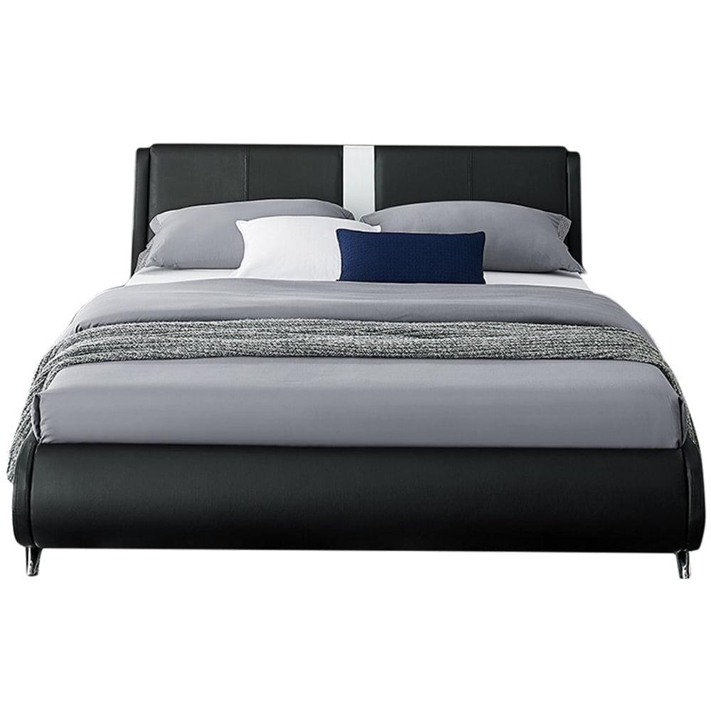 Camden Isle Carlton Black Faux Leather Upholstered Queen Bed