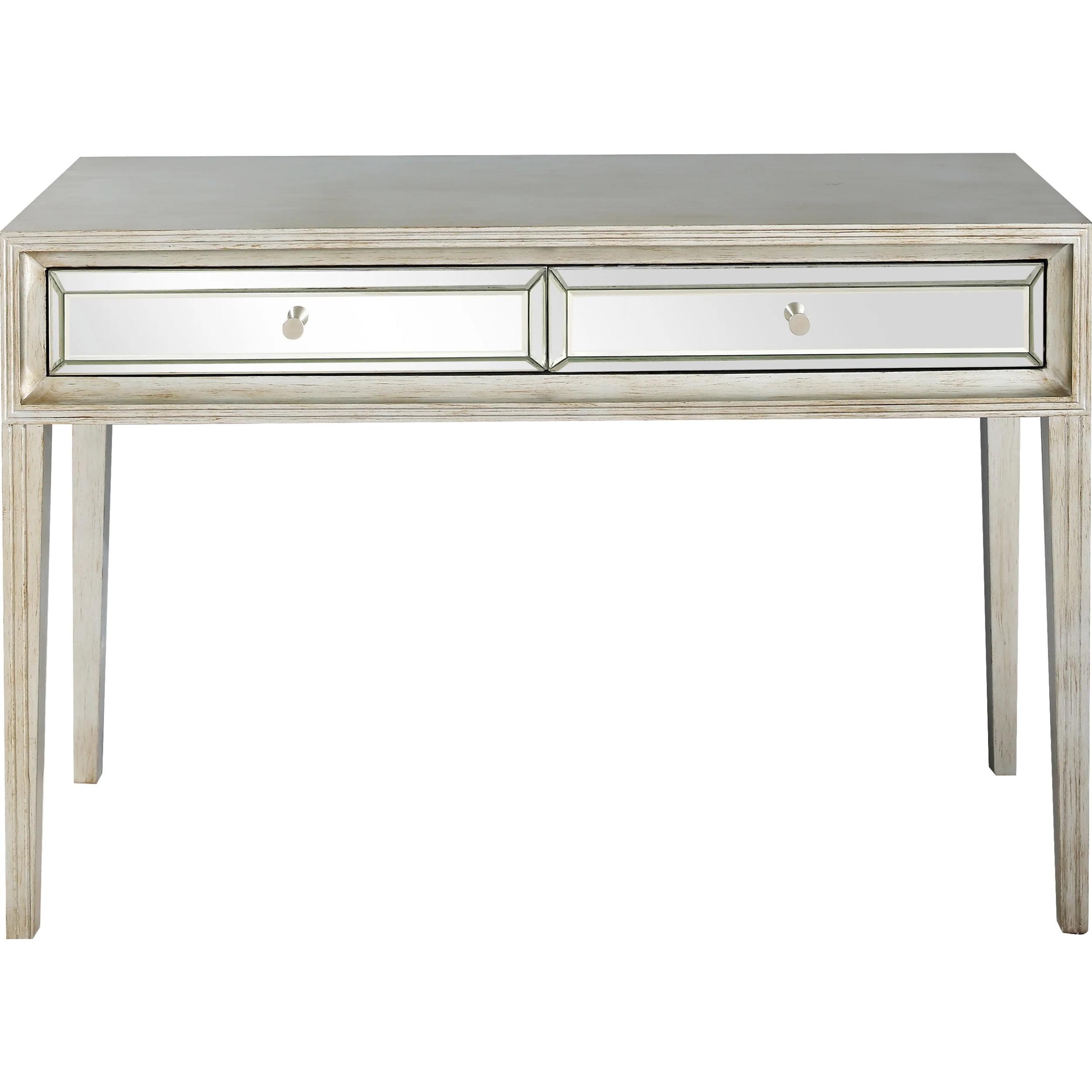 Delaney Antique Silver Mirrored Console Table with Storage