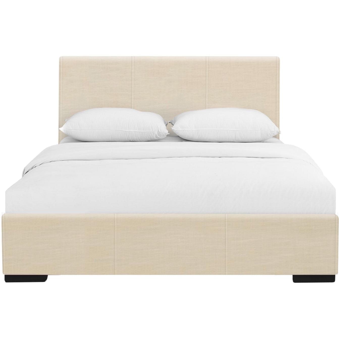 Elegant Beige Full-Size Faux Leather Upholstered Platform Bed