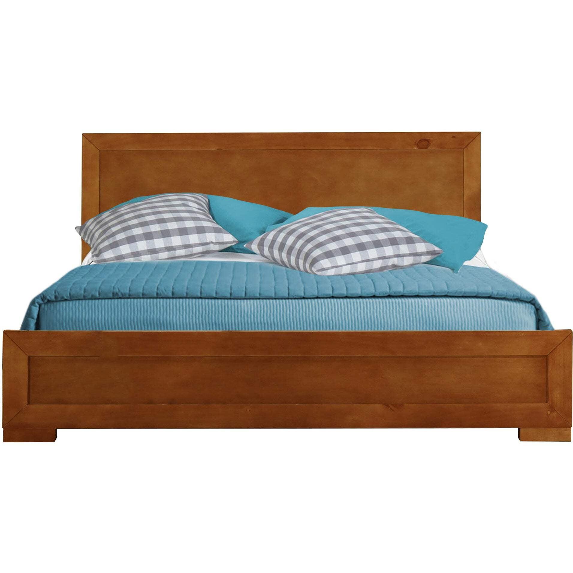 Camden Isle Oxford Platform Bed | Paneled Headboard | Low Profile | Full, Oak