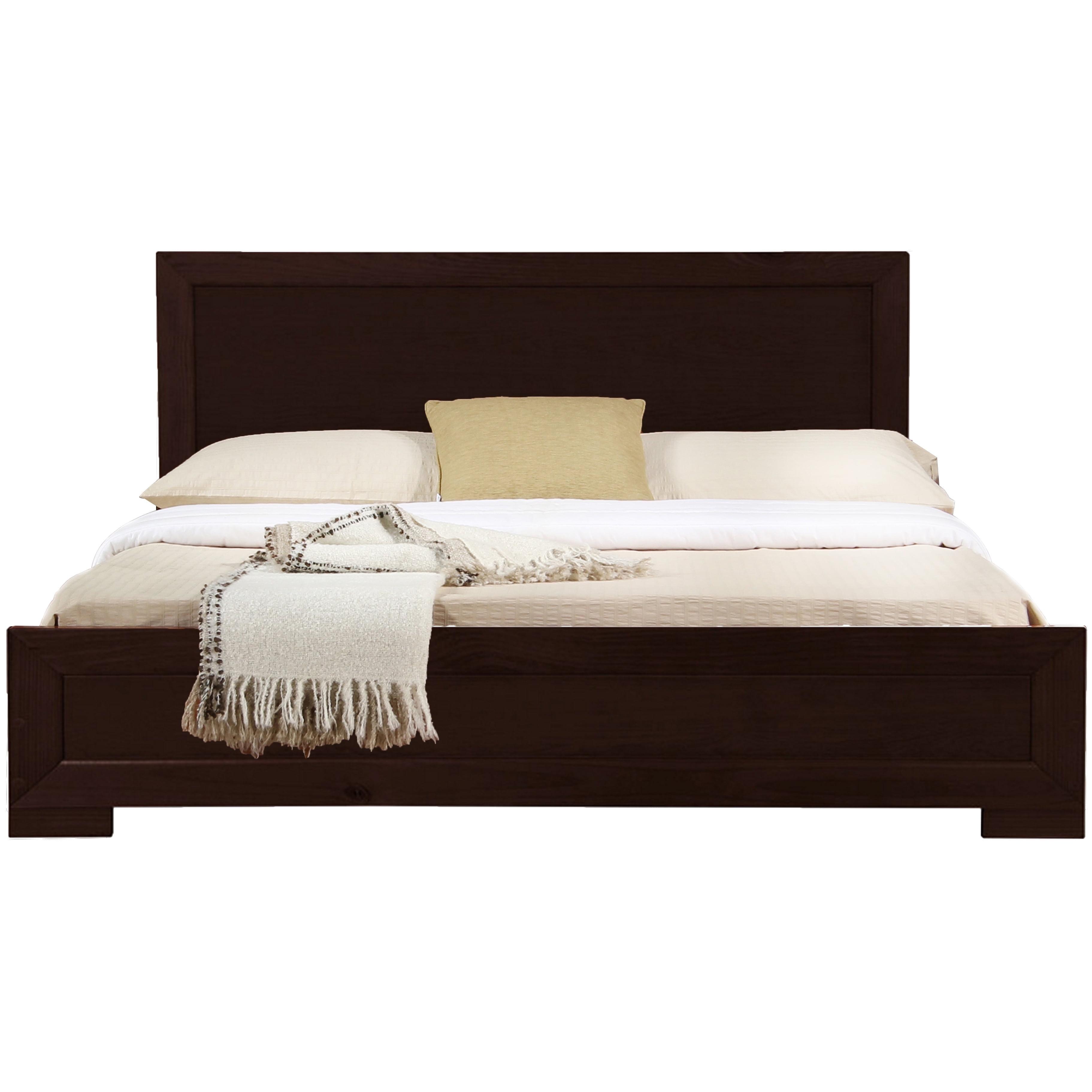 Espresso Queen Wood Platform Bed with Headboard and Slats