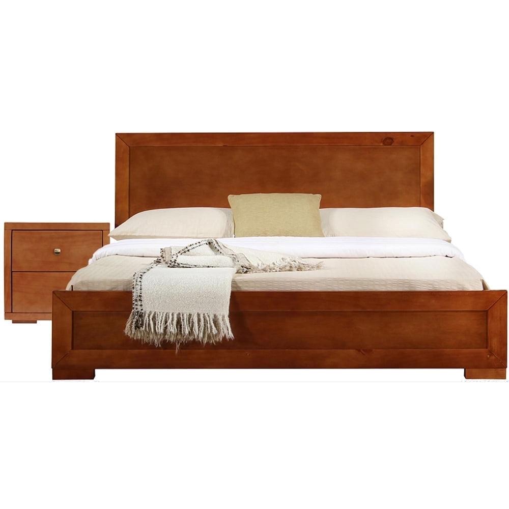 Camden Isle Trent Platform Bedroom Set | Paneled Headboard and Footboard | Full, Cherry + 1 Nightstand