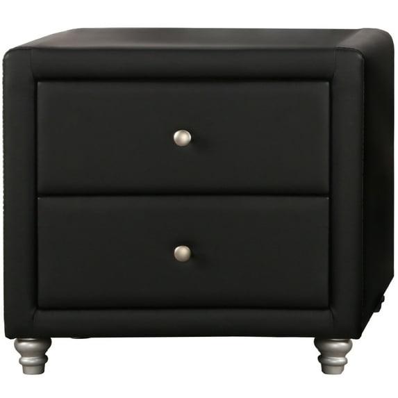 Upholstered 2 Drawer Nightstand, Black