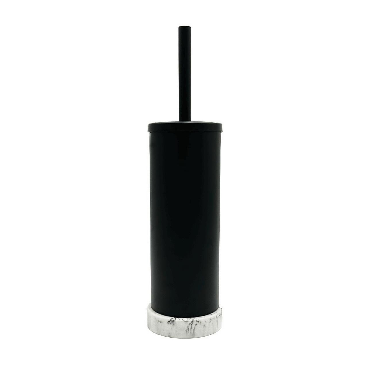 Cameo Toilet Bowl Cleaning Brush and Holder with Lid, Marble Base, Fingerprint-Proof, Rust Resistant, Heavy-Weight Base