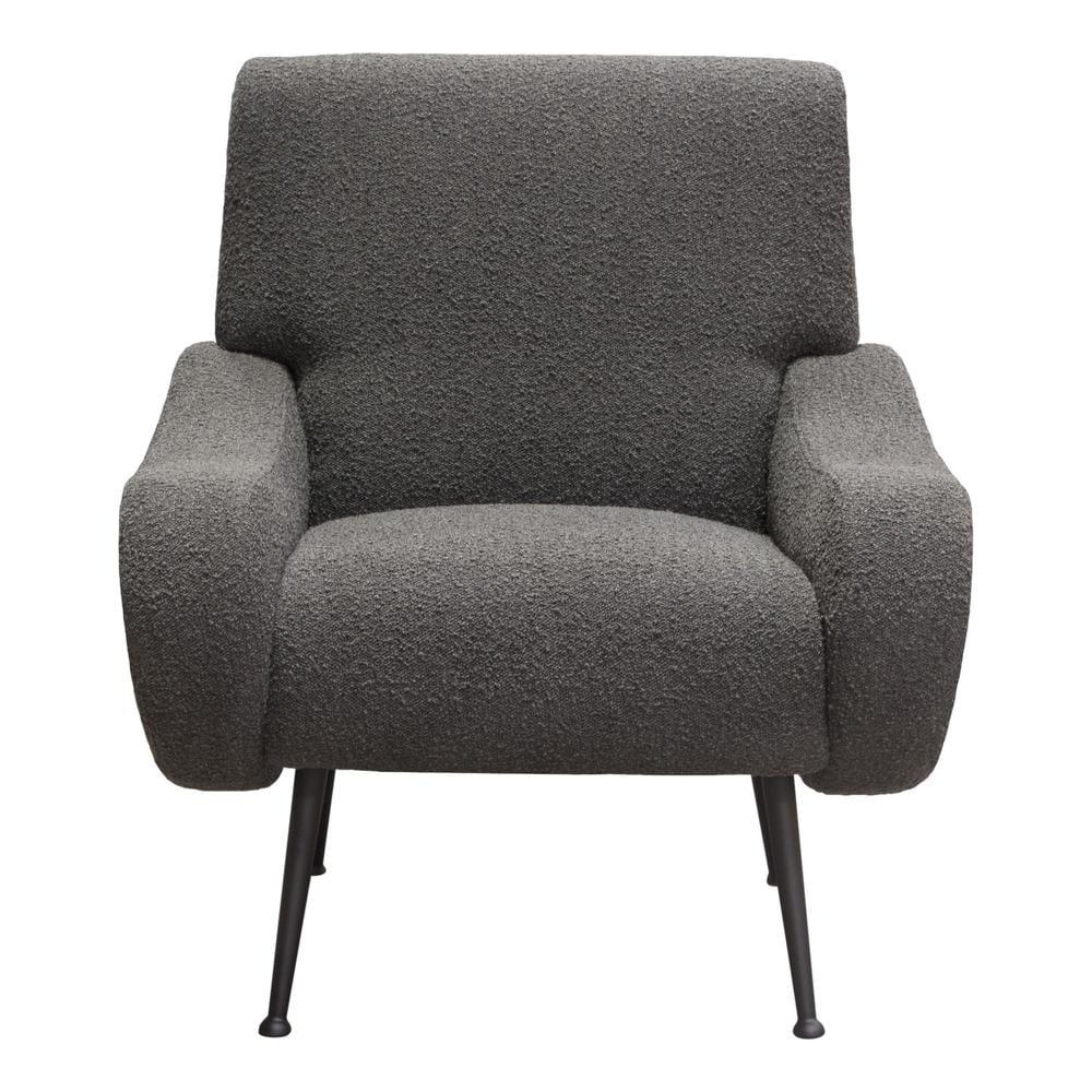 Charcoal Velvet Eucalyptus Wood Metal-Legged Armchair