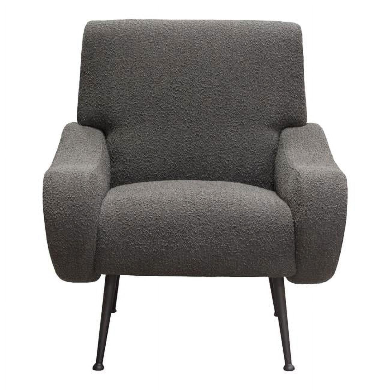 Charcoal Boucle Fabric Accent Chair with Black Metal Legs