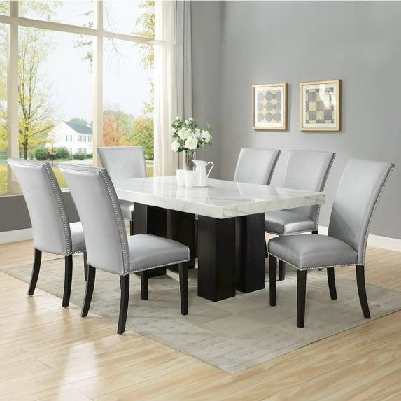 Camila Rectangle Dining Set 7pc - Silver Chairs