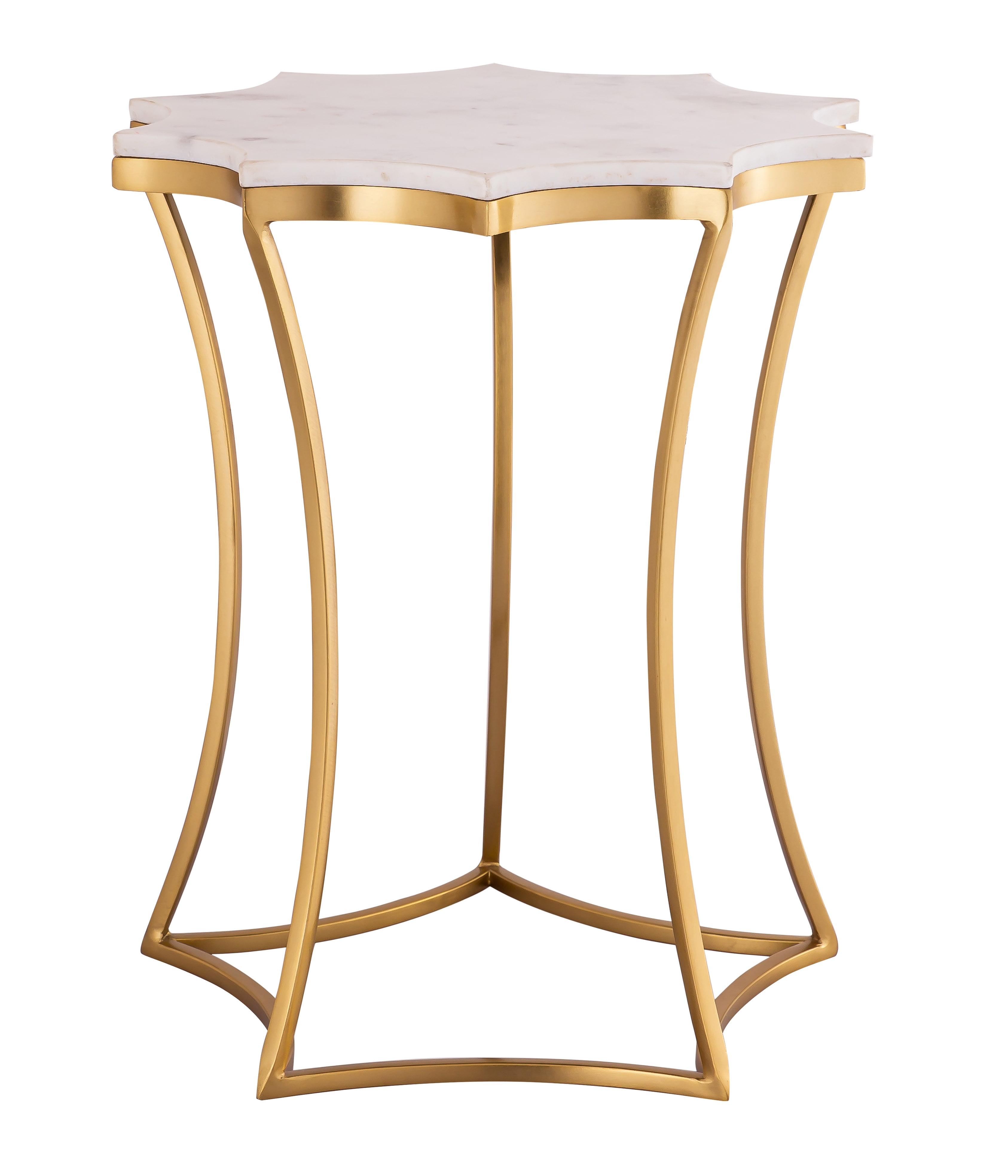 Camilla White Marble Gold Base Sun Shaped Side Table