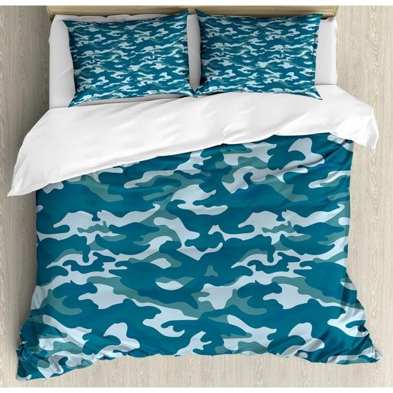 Ambesonne Camo Coastal Camouflage Duvet Cover Set