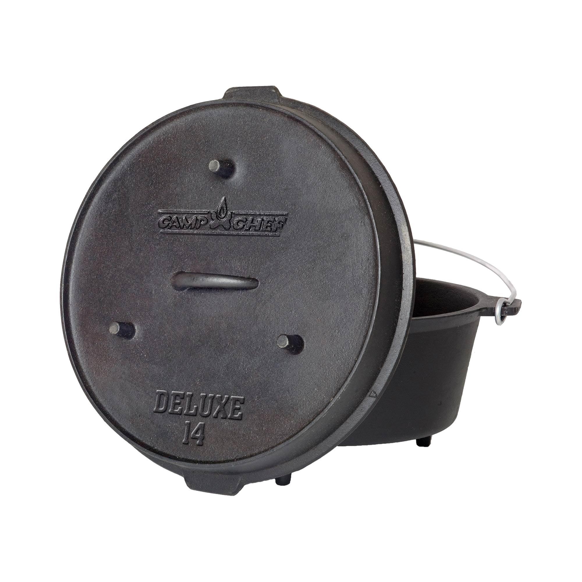 Deluxe 12-Quart Cast Iron Dutch Oven with Built-in Thermometer