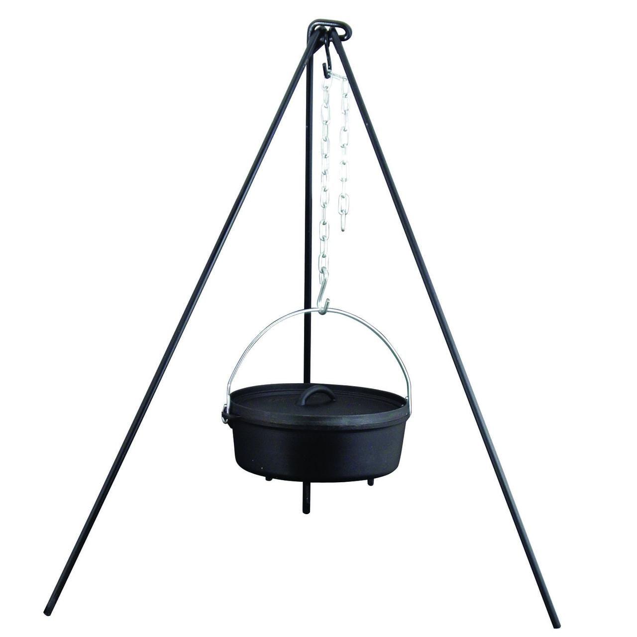 Heavy-Duty Black Cast Iron Dutch Oven Tripod with Adjustable Chain
