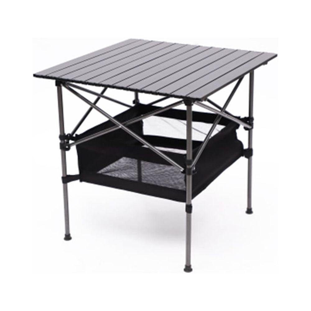 1-Piece Folding Outdoor Table With Carrying Bag,Weight Aluminum Roll-Up Square Table  Indoor, Outdoor Camping, Picnics, Beach,Backyard, BBQ, Party, Patio, 27.56X27.56X27.56In, Black