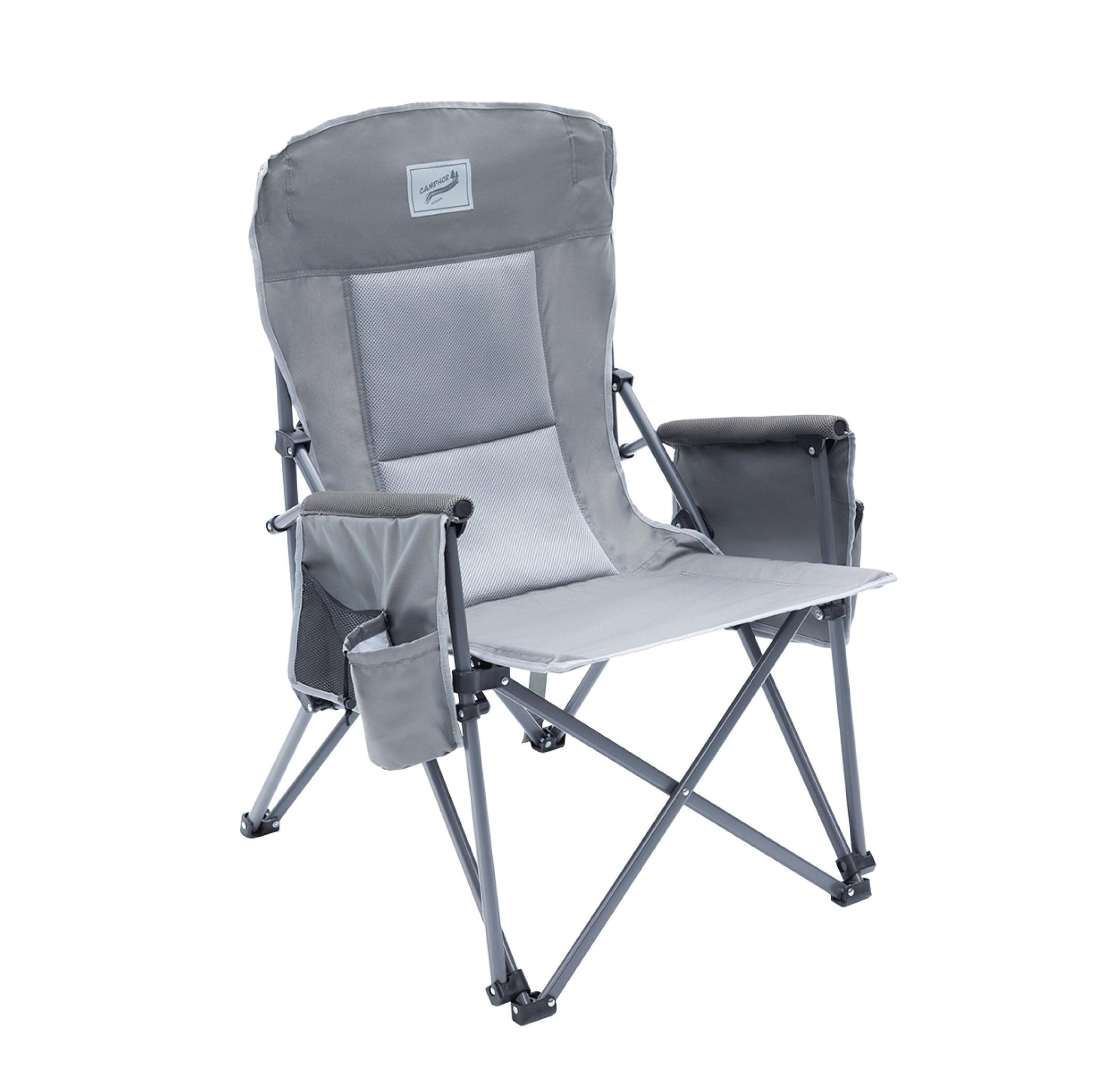 Gray Heavy Duty Folding Camping Chair with Padded Backrest