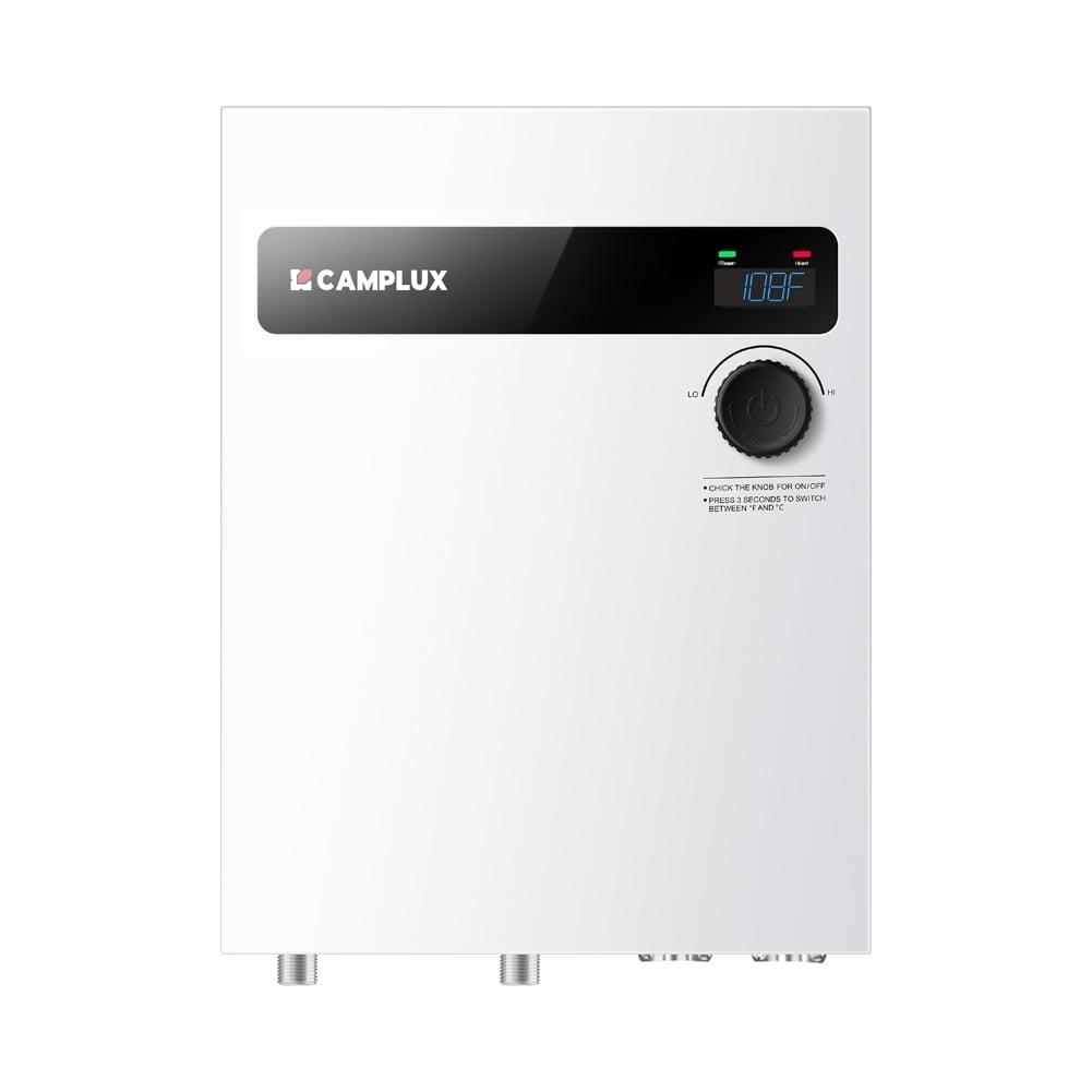 Camplux 27kW White Electric Tankless Water Heater with Digital Display