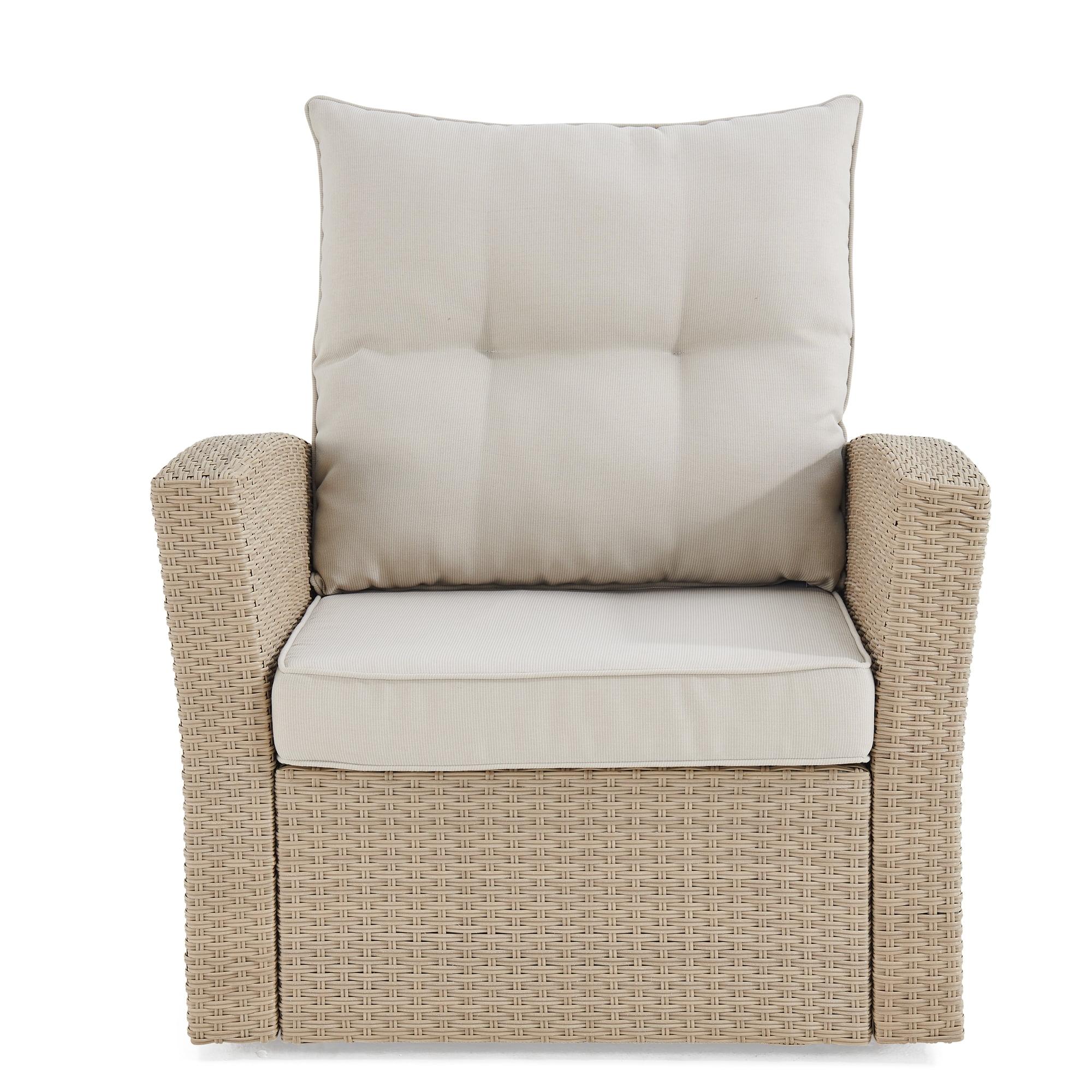 Contemporary Canaan 32" All-Weather Wicker Outdoor Armchair with Cushions