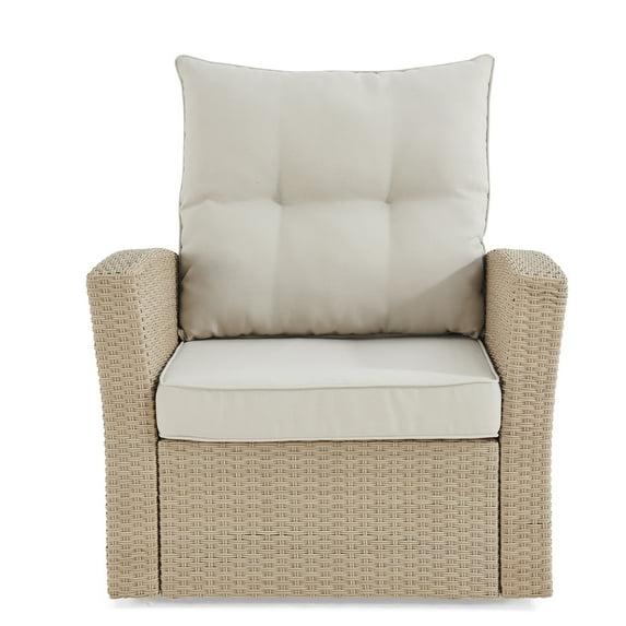 All-Weather Wicker Canaan Outdoor Armchair with Cushions Brown - Alaterre Furniture: Patio Accent Chair, Weather-Resistant