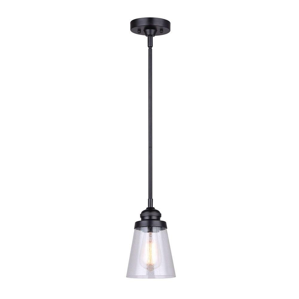 Canarm  1 Light Pendant, Black Finish Matte Black