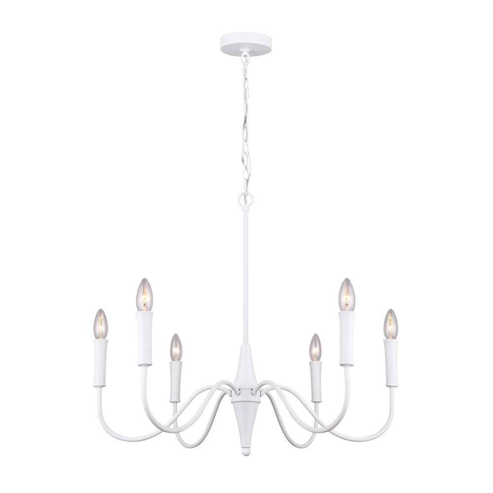 Canarm  6 Light Chandelier matte white with optional gold sleeves