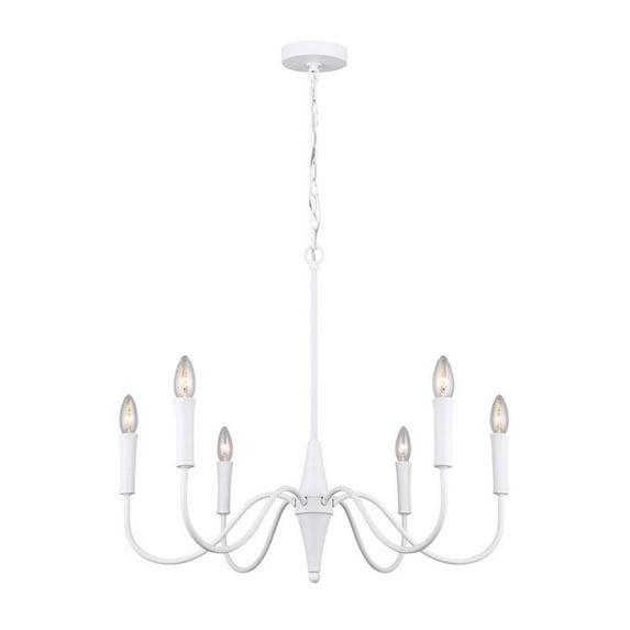 Canarm  6 Light Chandelier matte white with optional gold sleeves