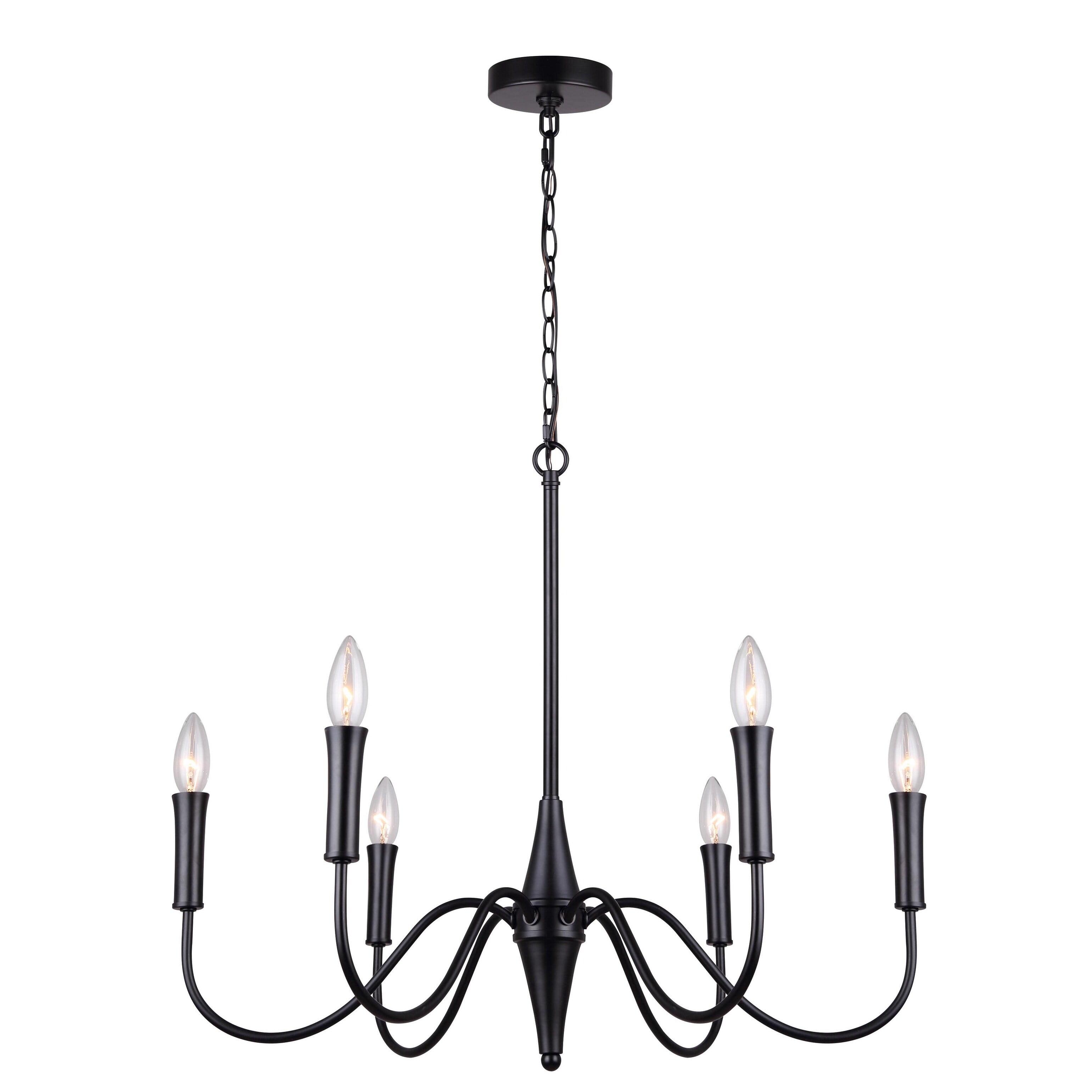 Brielle Matte Black 6-Light Taper Candle Chandelier