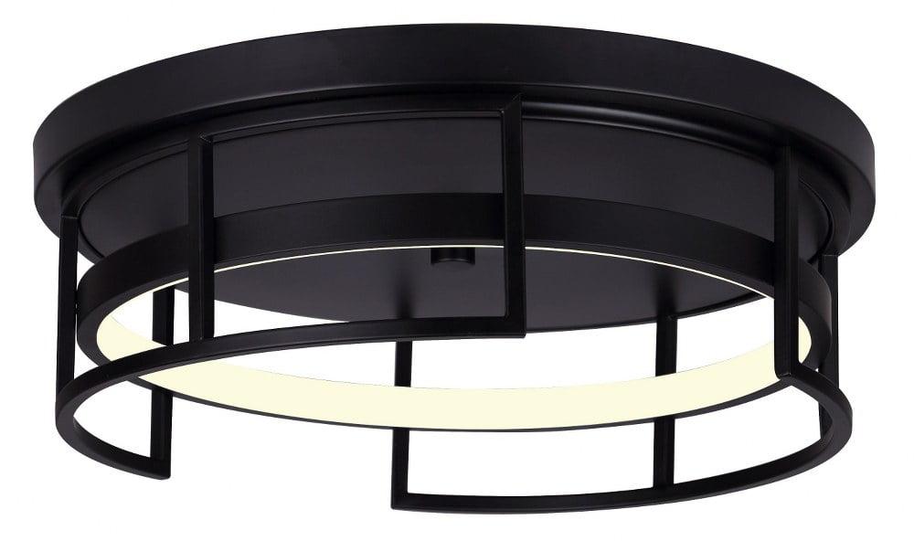 Amora Matte Black LED Flush Mount Drum Light