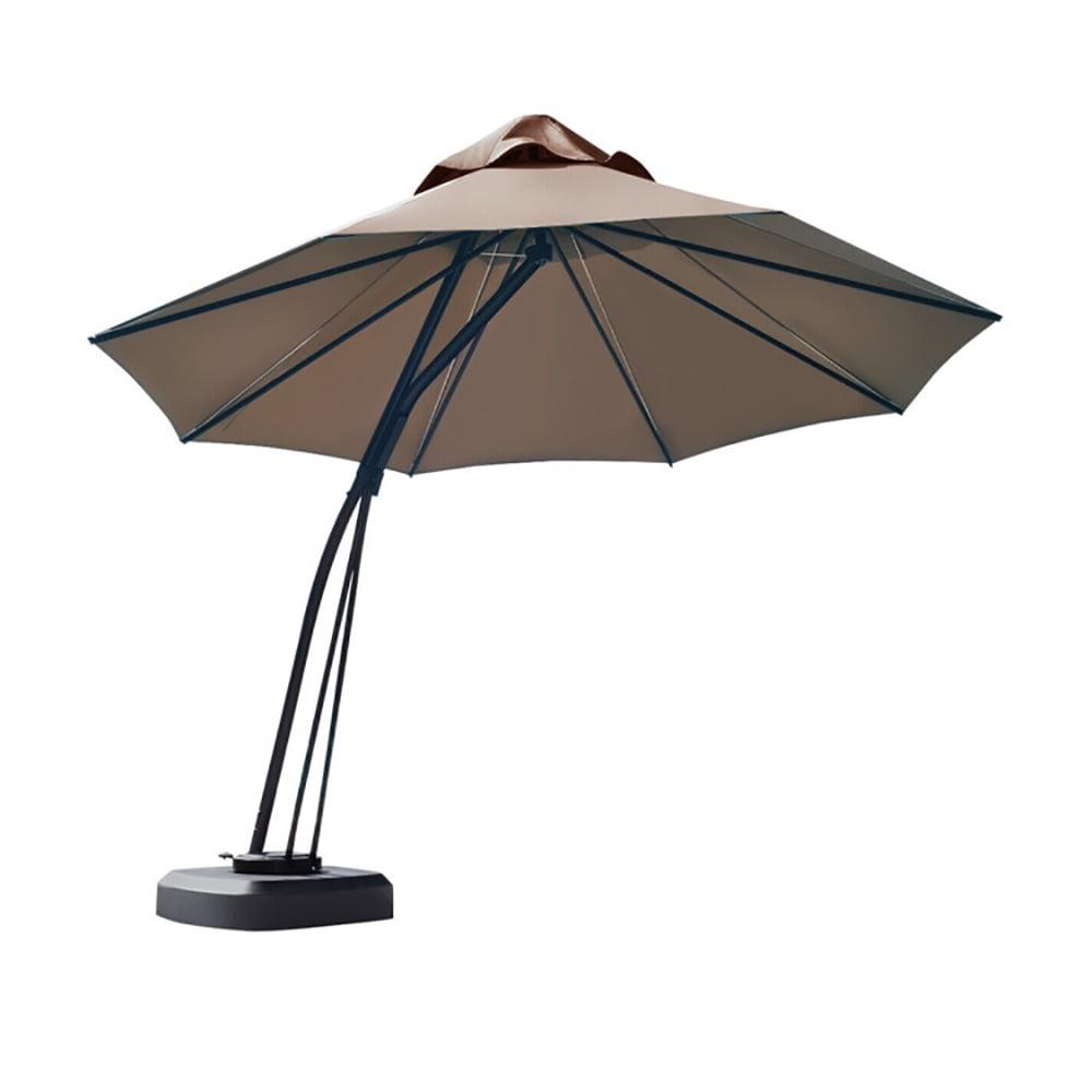 Canddidliike 11 Feet Outdoor Cantilever Hanging Umbrella with Base and Wheels-Tan, Patio Offset Umbrella with Easy Tilt Adjustment, Offset Hanging Umbrella, Sunshade Umbrella Canopy